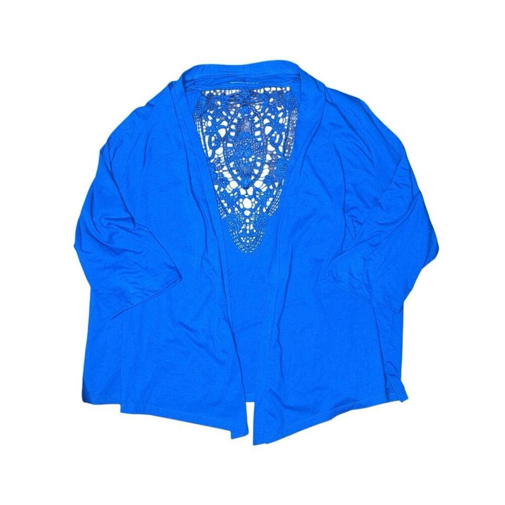 Serengeti Women’s XL 2-Piece Tank & Sheer Cardigan Set Blue Mesh Floral Back